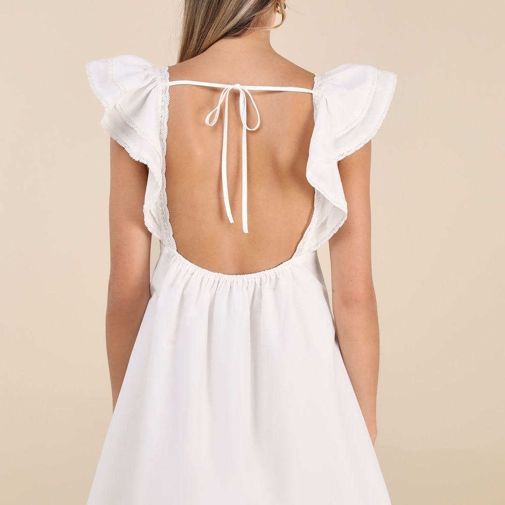 Lulus M Elegant White Ruffle Dress